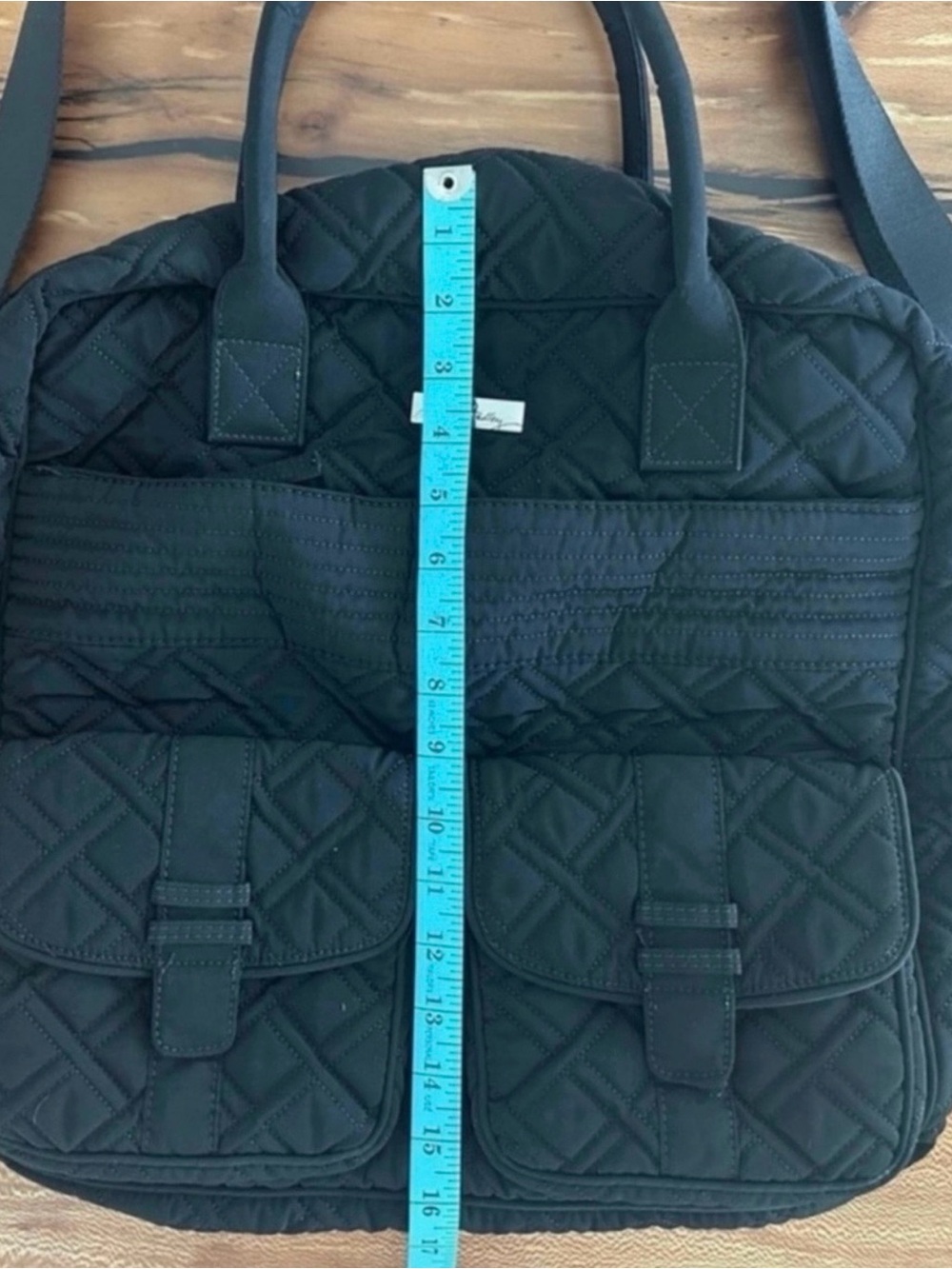 Vera Bradley Black Grand Cargo Quilted Travel Weekender Bag Removable Straps - Picture 9 of 10
